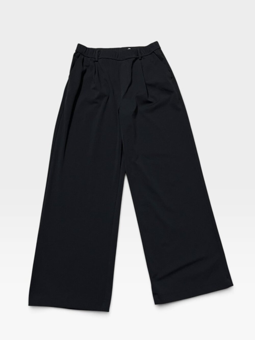 Halara Womens L Black Wide Leg Pleated Trousers High Rise Pull On Stretch Office